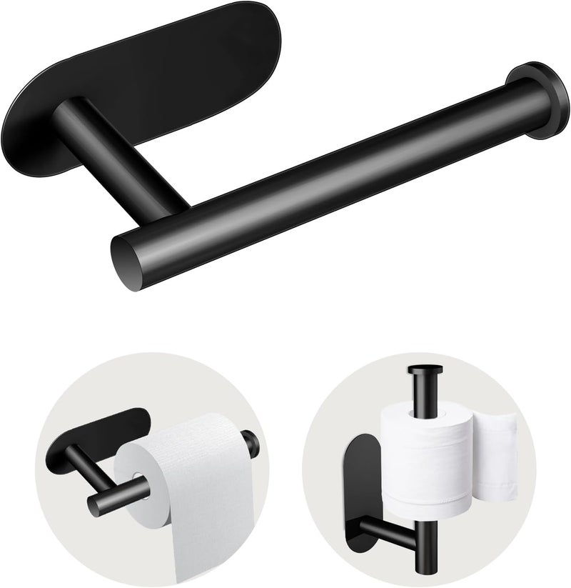 Jamestry Toilet Paper Holder, Stainless Steel & No Drilling Black Toilet Paper Holder Wall Mount, Waterproof Self Adhesive Toilet Paper Holders for Bathroom, Kitchen, Washroom - Image 1